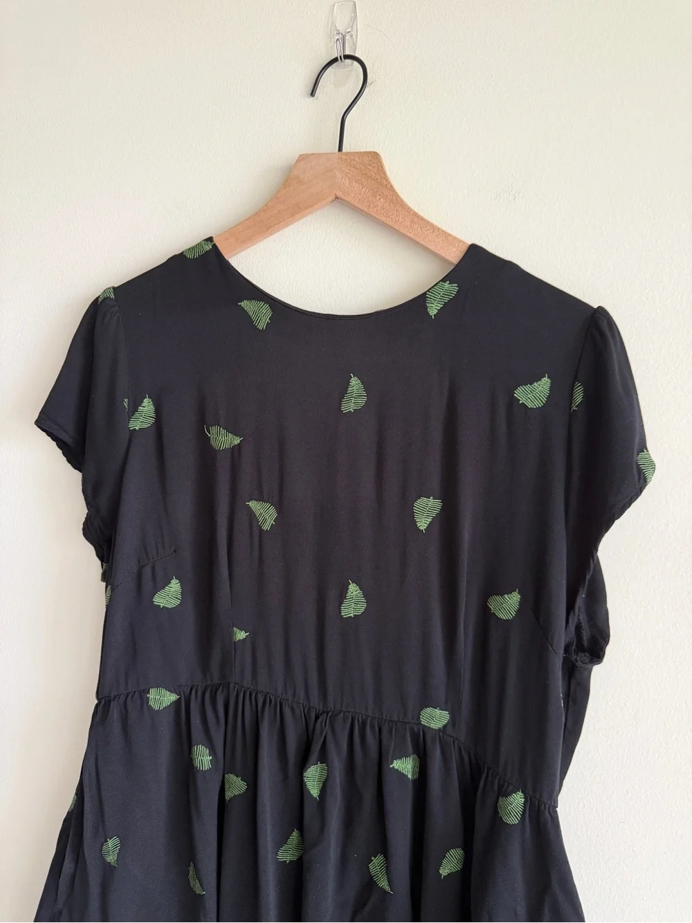 Disturbia Osmunda Fern Embroidered Mini Skater Dress US 10 Black Green Goth - Picture 5 of 15
